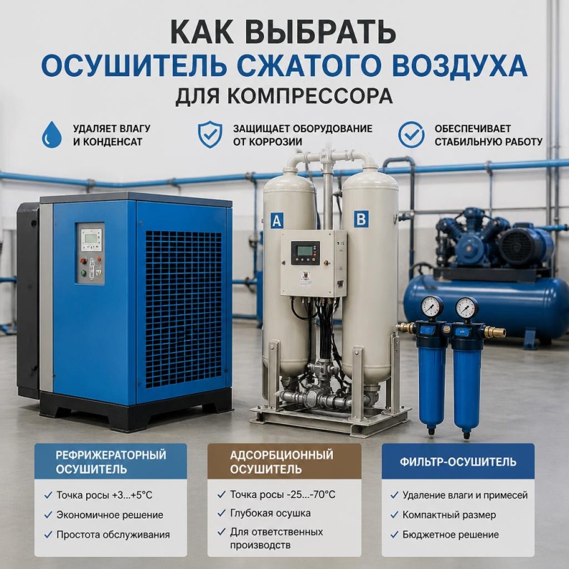 Как выбрать осушитель сжатого воздуха для компрессора